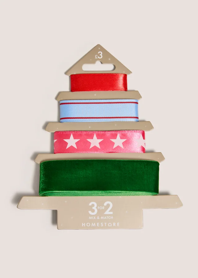 4 Pack Multicoloured Ribbon