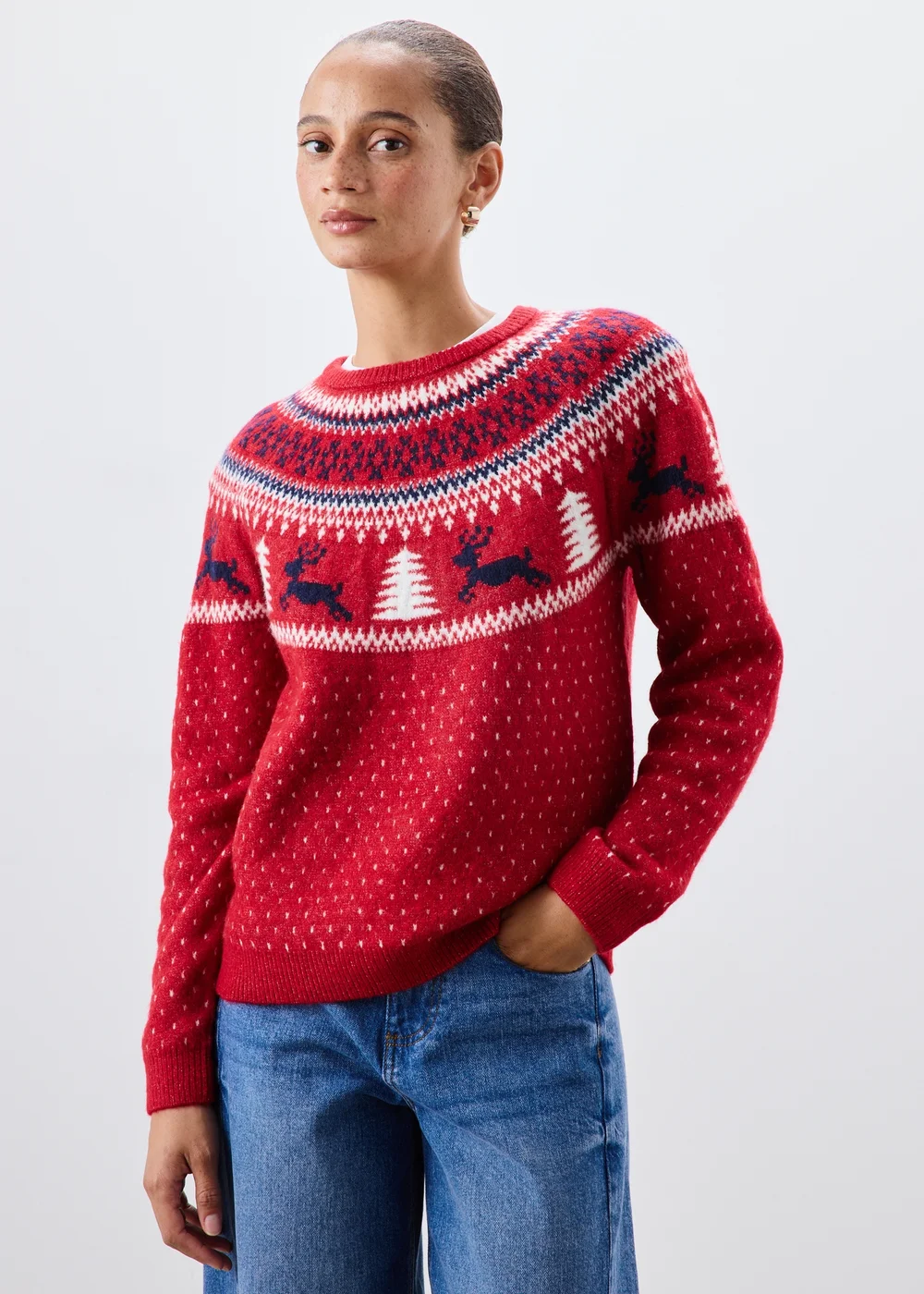 Red Fairisle Matching Family Christmas Jumper - XS Image 1