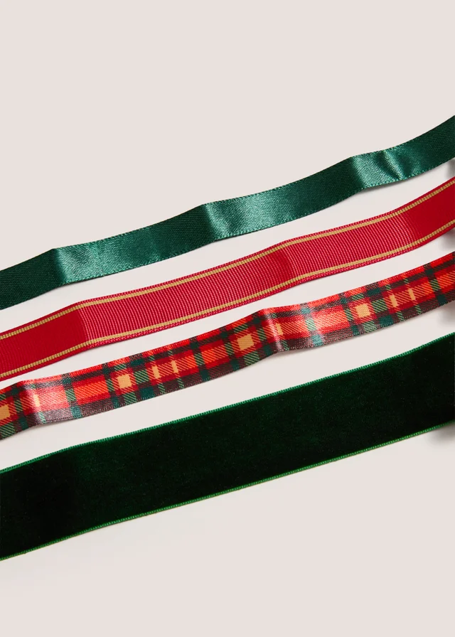 4 Pack Red Tartan Ribbons
