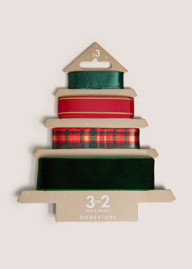 4 Pack Red Tartan Ribbons