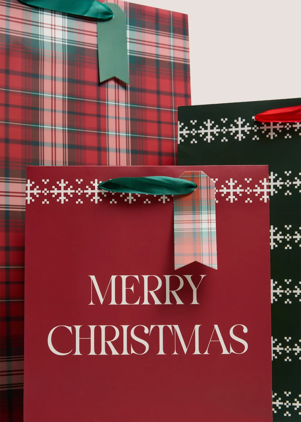 3 Pack Red Tartan Gift Bags Image 2