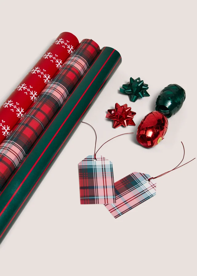 Red Tartan Christmas Wrapping Set