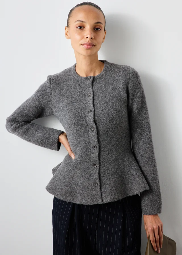 Charcoal Grey Peplum Cardigan