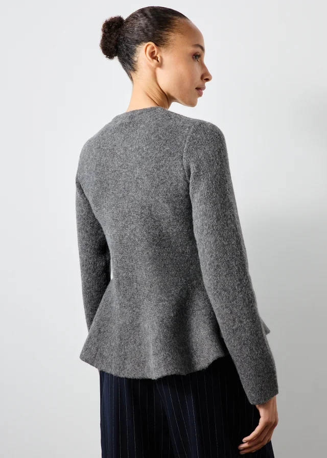 Charcoal Grey Peplum Cardigan