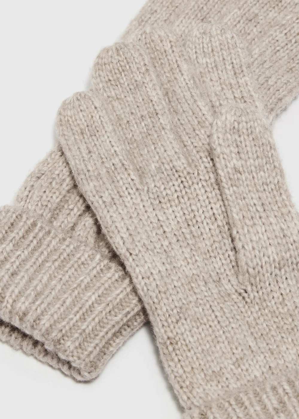 Oatmeal Cable Knit Gloves - One Size Image 2