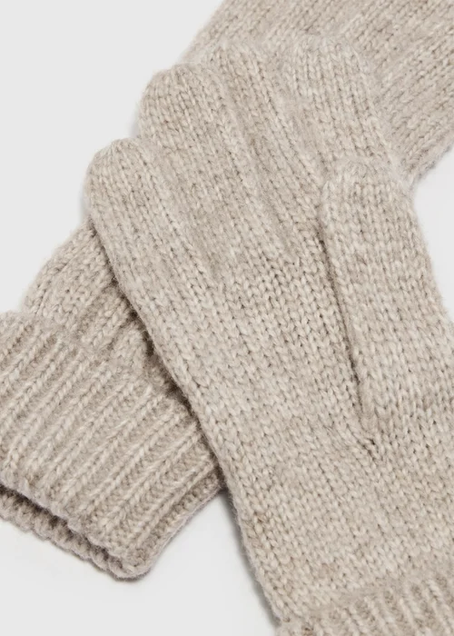 Oatmeal Cable Knit Gloves - One Size Image 2