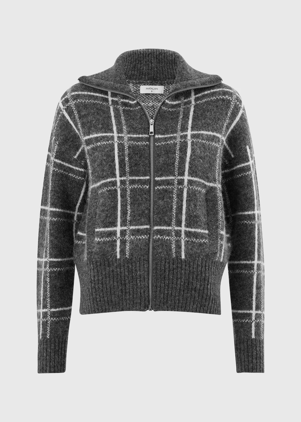 Grey Check Zip Through Cardigan - XS Image 6
