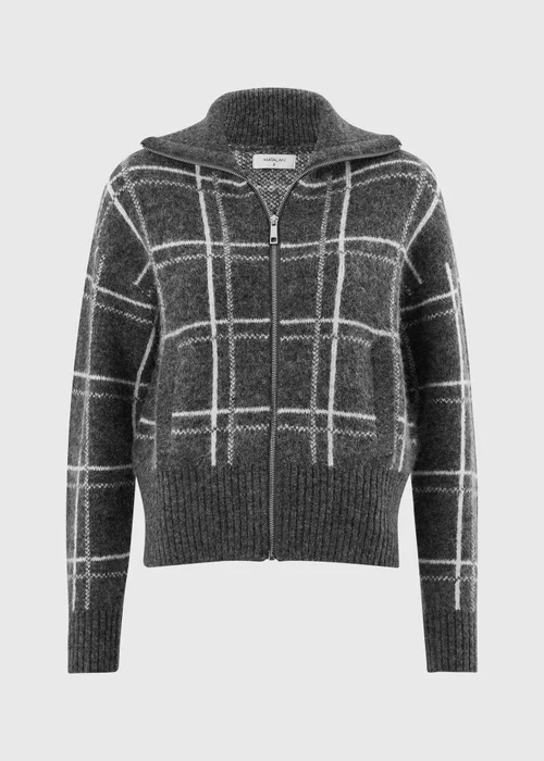 Grey Check Zip Through Cardigan - XS Image 6