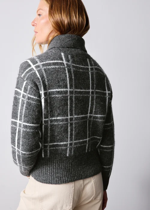 Grey Check Zip Through Cardigan - XS Image 3