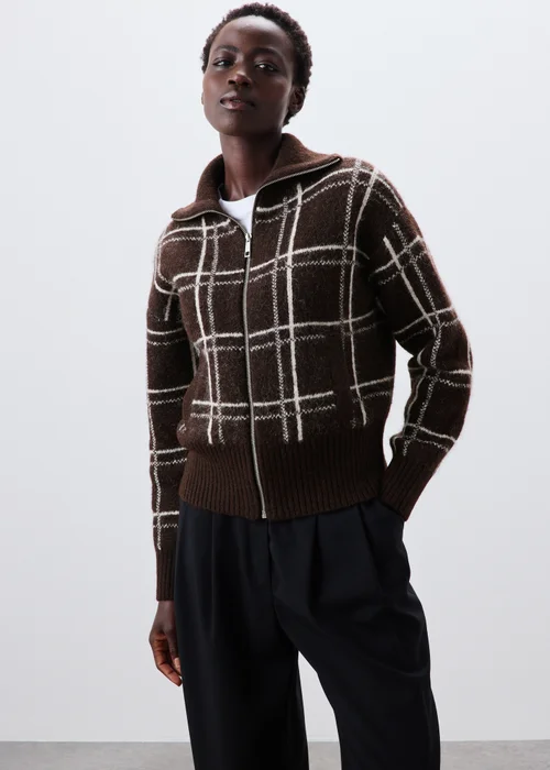 Chocolate Zip Through Stripe Cardigan - XS Image 1