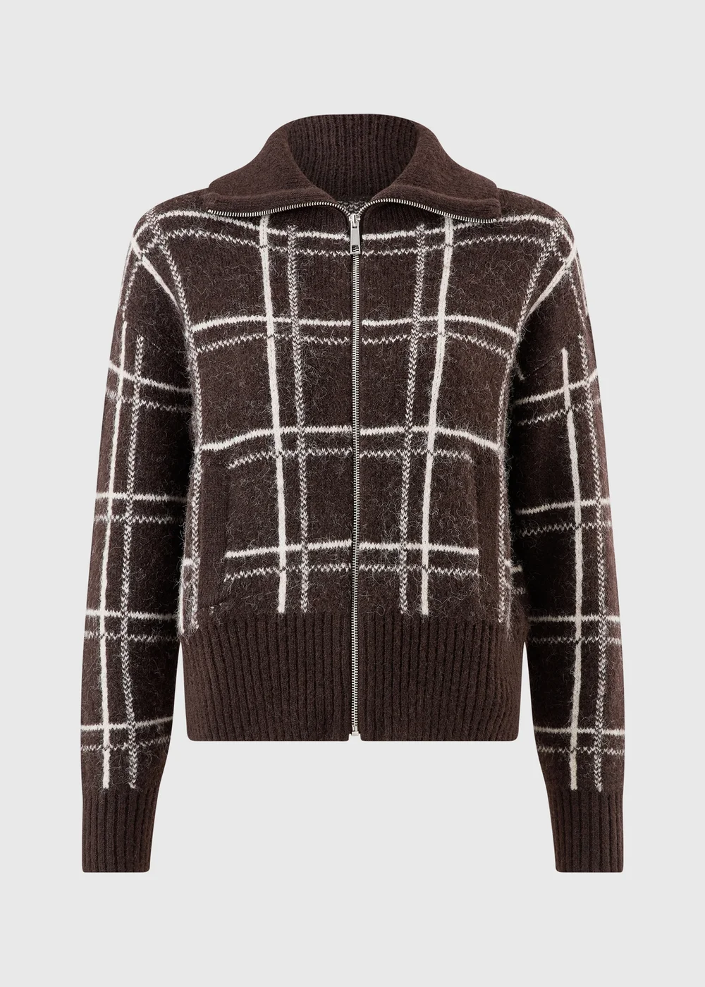 Chocolate Zip Through Stripe Cardigan - XS Image 5