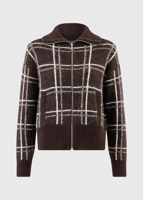 Chocolate Zip Through Stripe Cardigan - XS Image 5