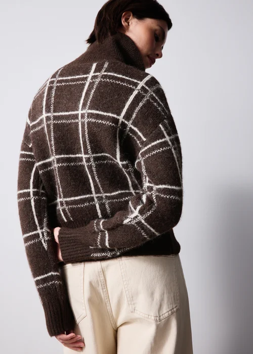 Chocolate Zip Through Stripe Cardigan - XS Image 5