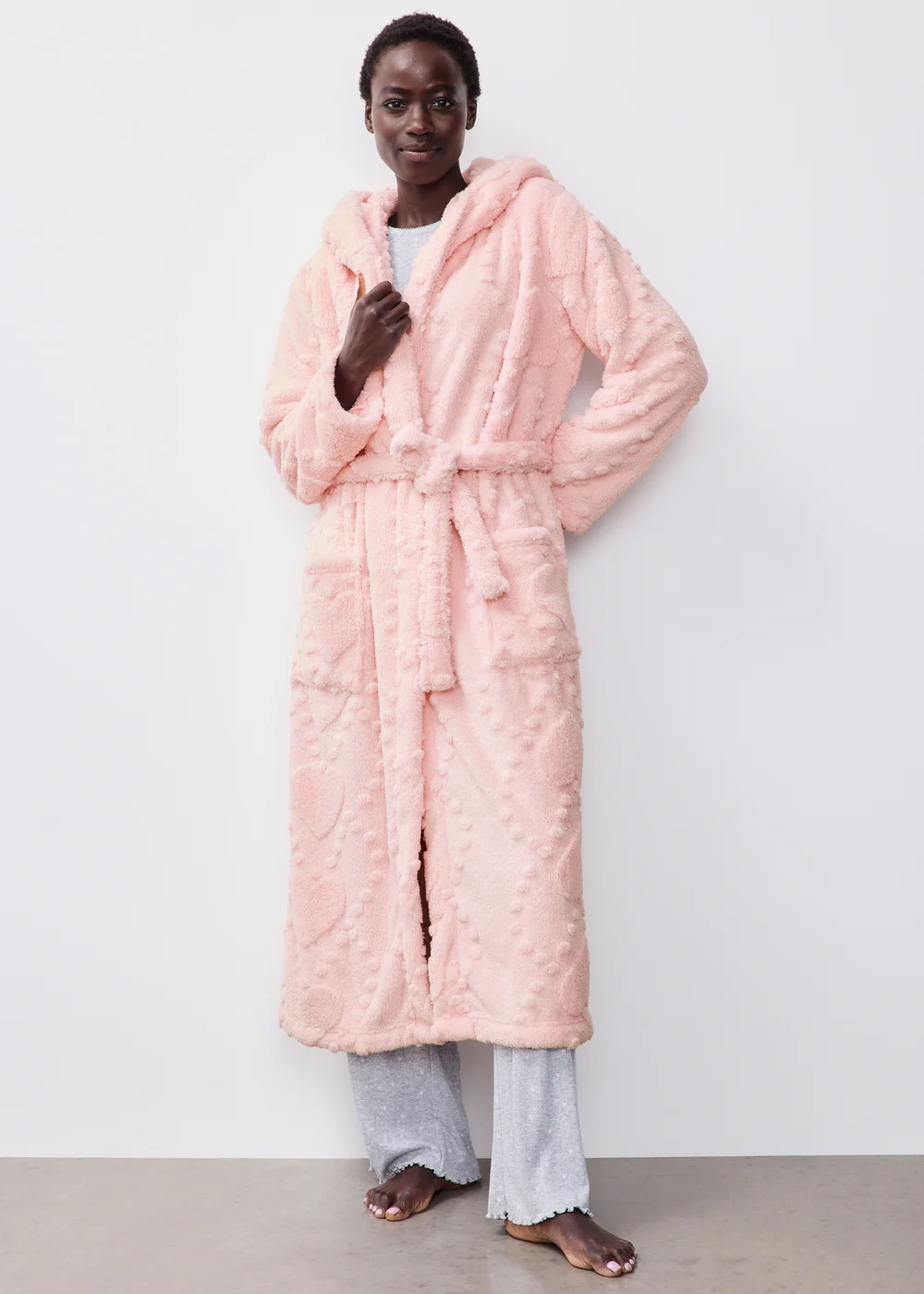 Pink Heart Hooded Dressing Gown - XS Image 1