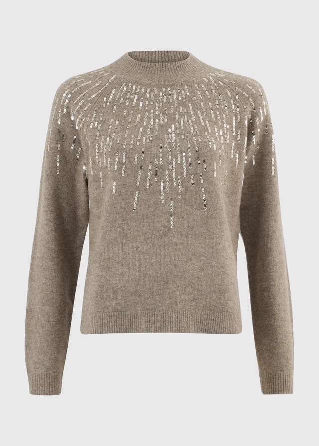 Mocha Scatter Sequin Jumper