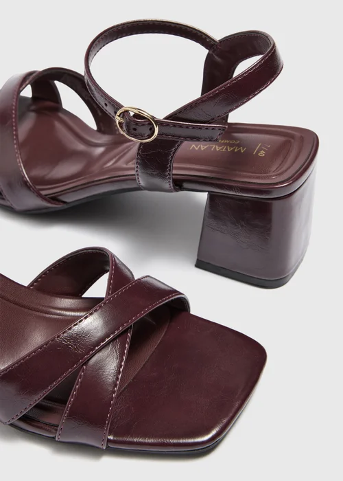 Burgundy Low Block Heels - 3 Image 4