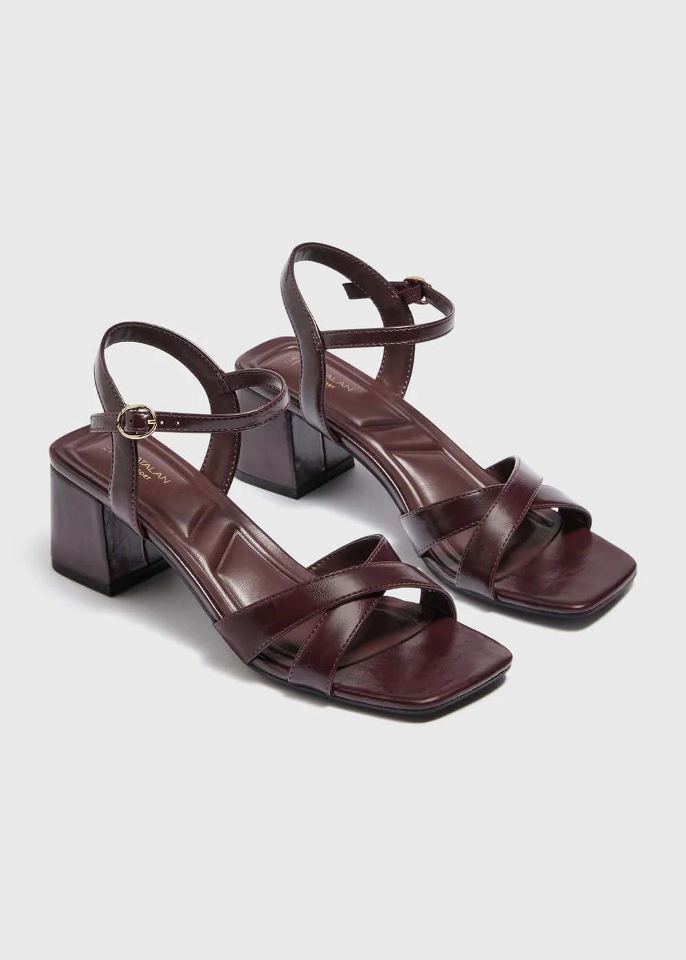 Burgundy Low Block Heels - 3 Image 3