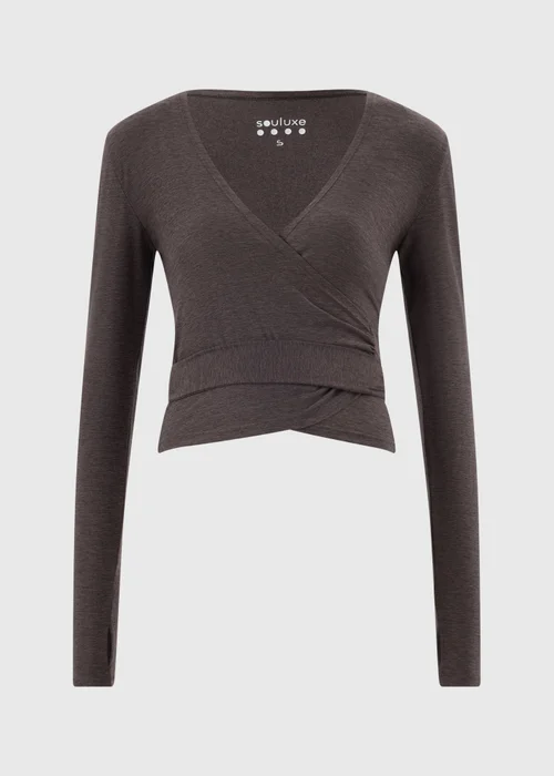 Souluxe Chocolate Brown Wrap Front Top - S Image 5