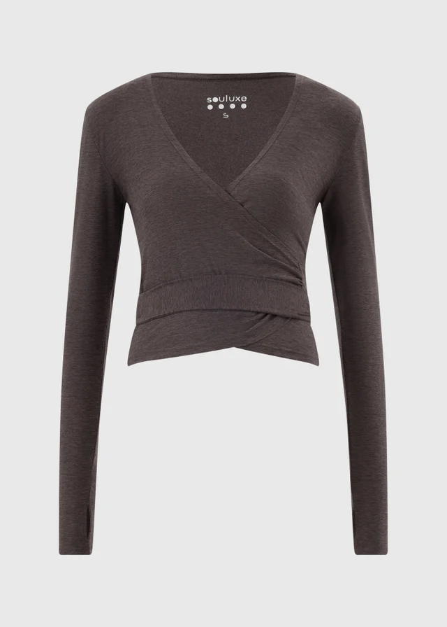Souluxe Chocolate Brown Wrap Front Top