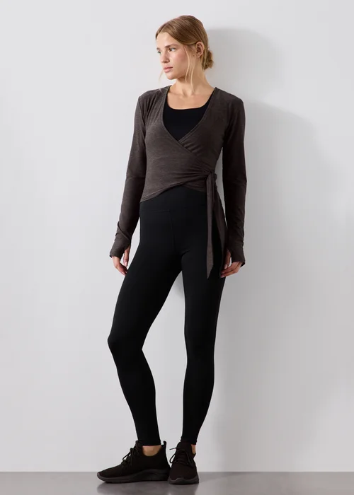 Souluxe Chocolate Brown Wrap Front Top - S Image 4