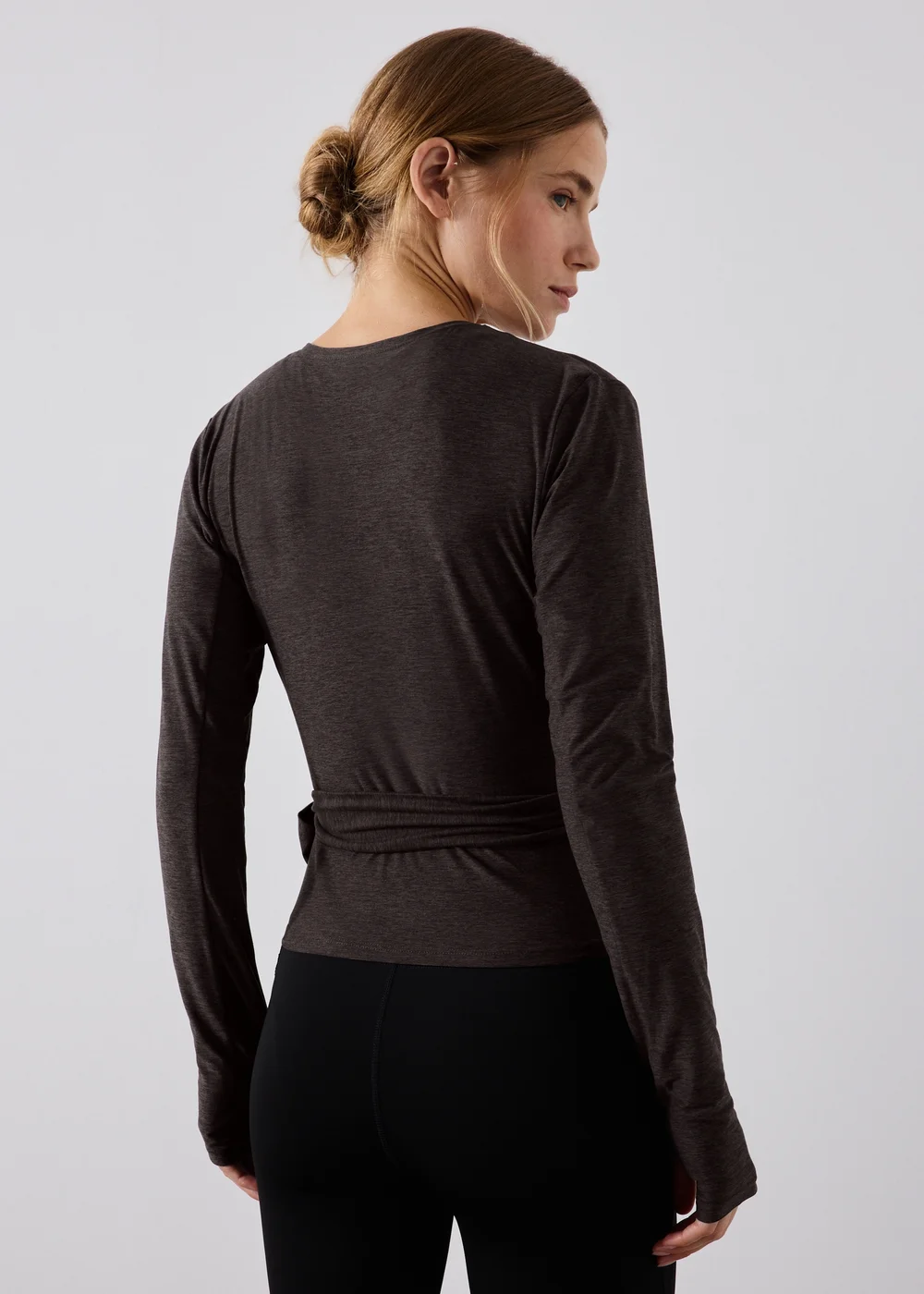Souluxe Chocolate Brown Wrap Front Top - S Image 2