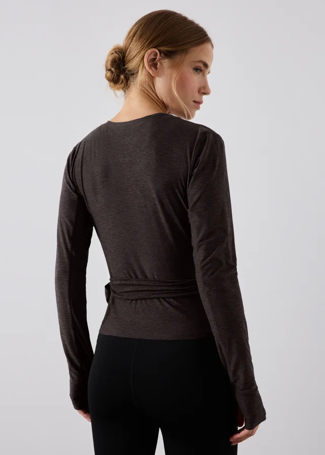 Souluxe Chocolate Brown Wrap Front Top