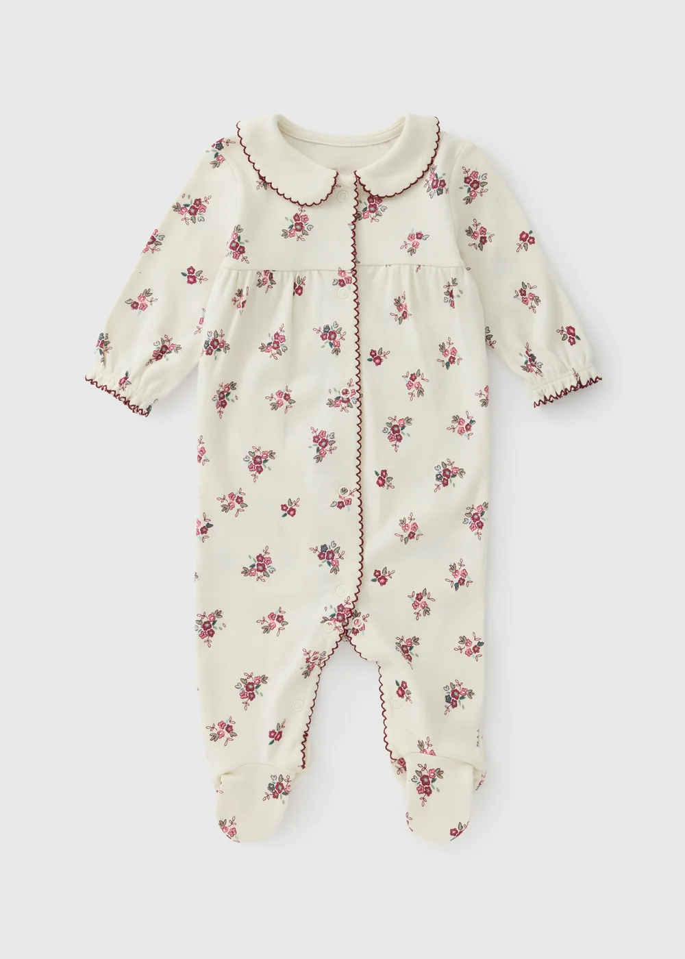Baby Cream Floral Collared Sleepsuit (0-18mths) - 12-18 months Image 1