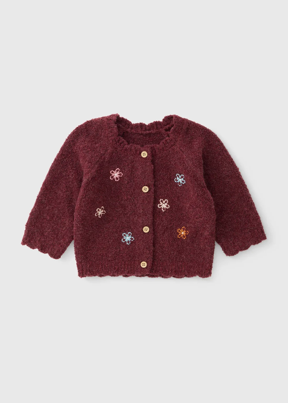 Baby Burgundy Floral Cardigan (0-23mths) - Up to 1 Month Image 1