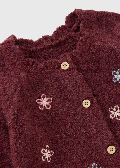 Baby Burgundy Floral Cardigan (0-23mths) - Up to 1 Month Image 2