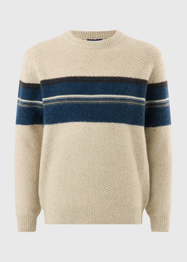 Cream Striped Crew Neck Knit Jumper