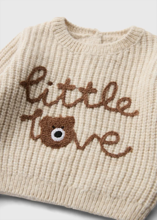 Baby Cream Little Love Bear Knitted Jumper (0-23mths)