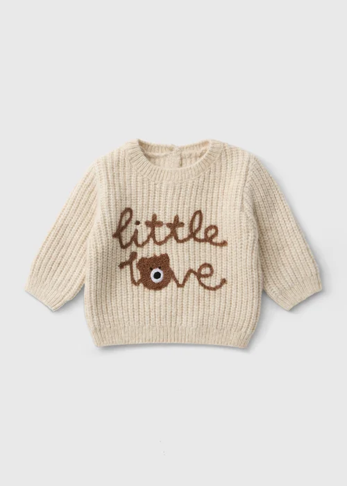 Baby Cream Little Love Bear Knitted Jumper (0-23mths) - 0-3 months Image 1