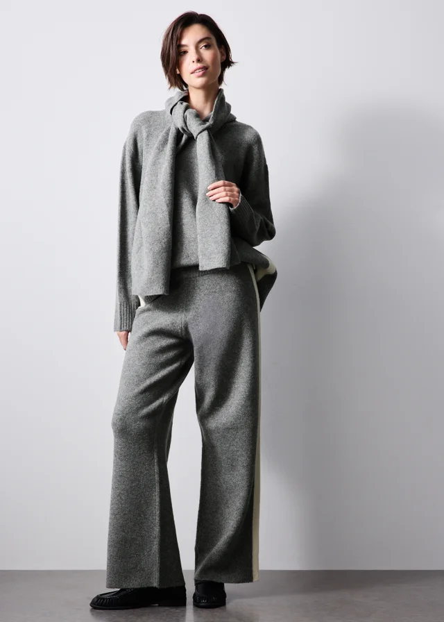 Charcoal Side Stripe Co Ord Sweatshirt