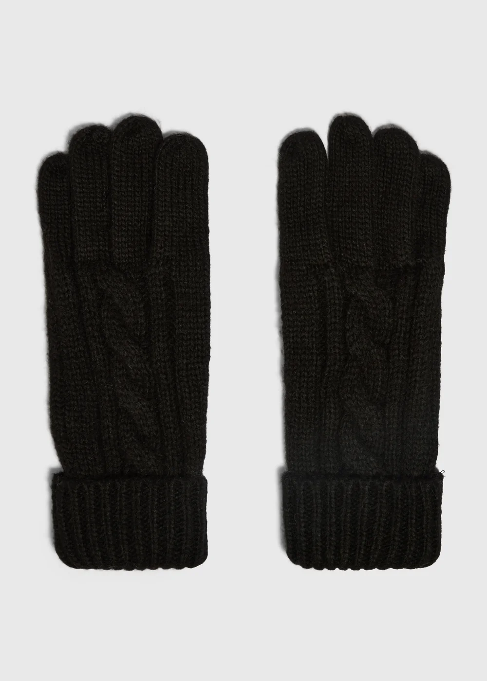 Black Knitted Gloves - One Size Image 1