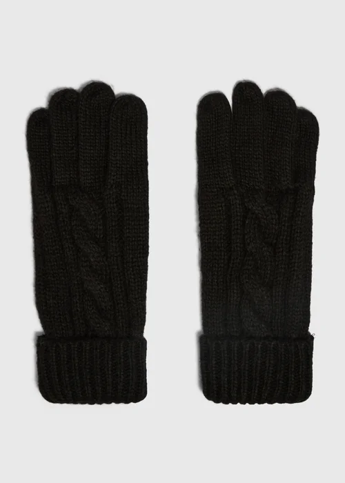 Black Knitted Gloves - One Size Image 1