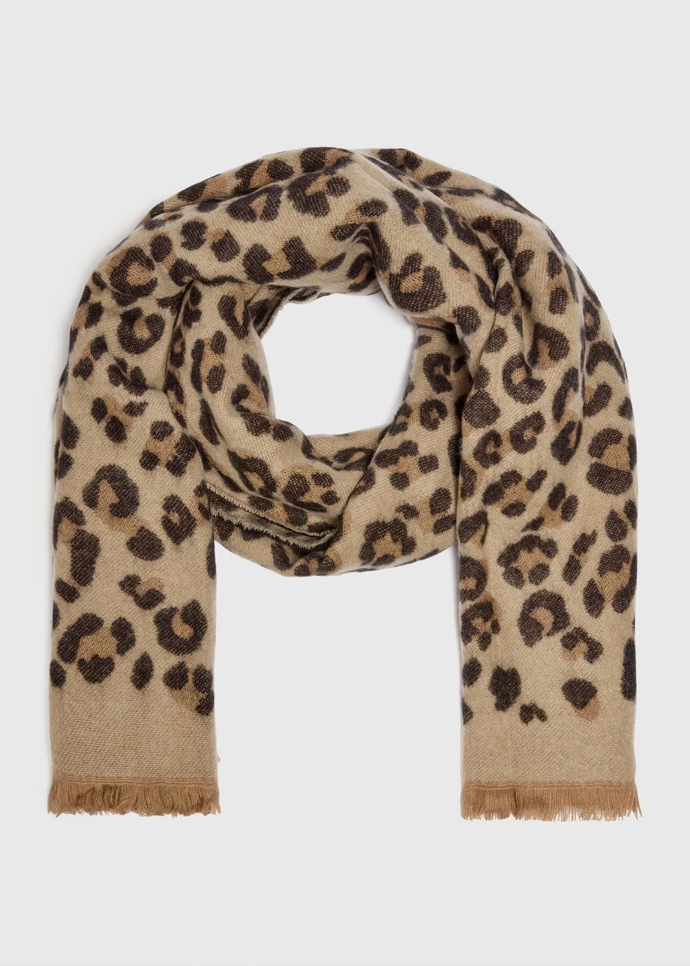 Beige Animal Print Scarf - One Size Image 1