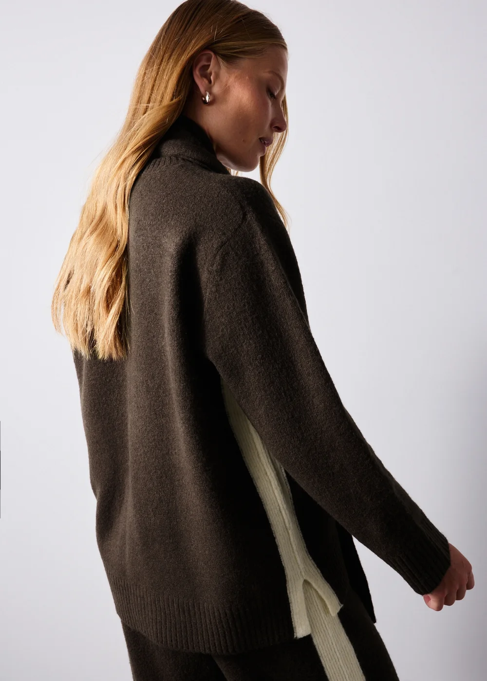 Chocolate Side Stripe Co Ord Sweatshirt - XS Image 3
