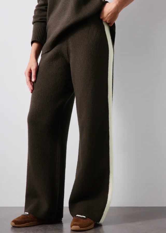 Chocolate Brown Side Stripe Co Ord Trousers