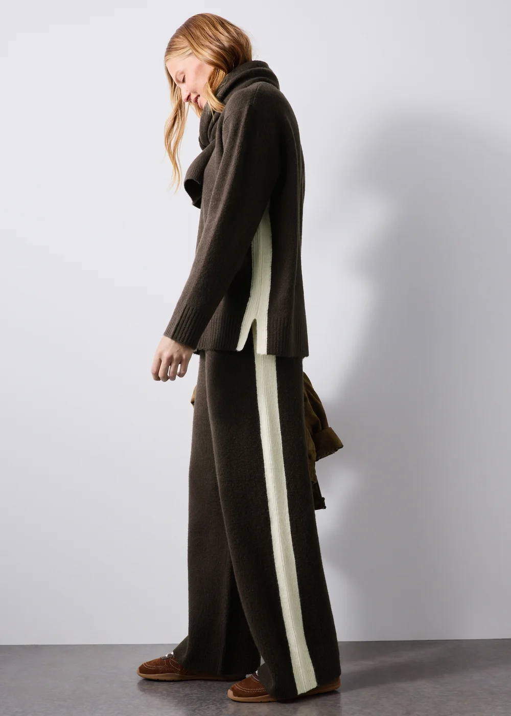 Chocolate Brown Side Stripe Co Ord Trousers - 8 Image 1