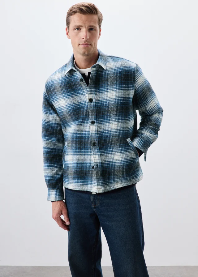 Navy Check Quilted Shacket