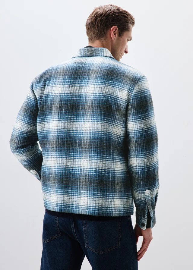 Navy Check Quilted Shacket