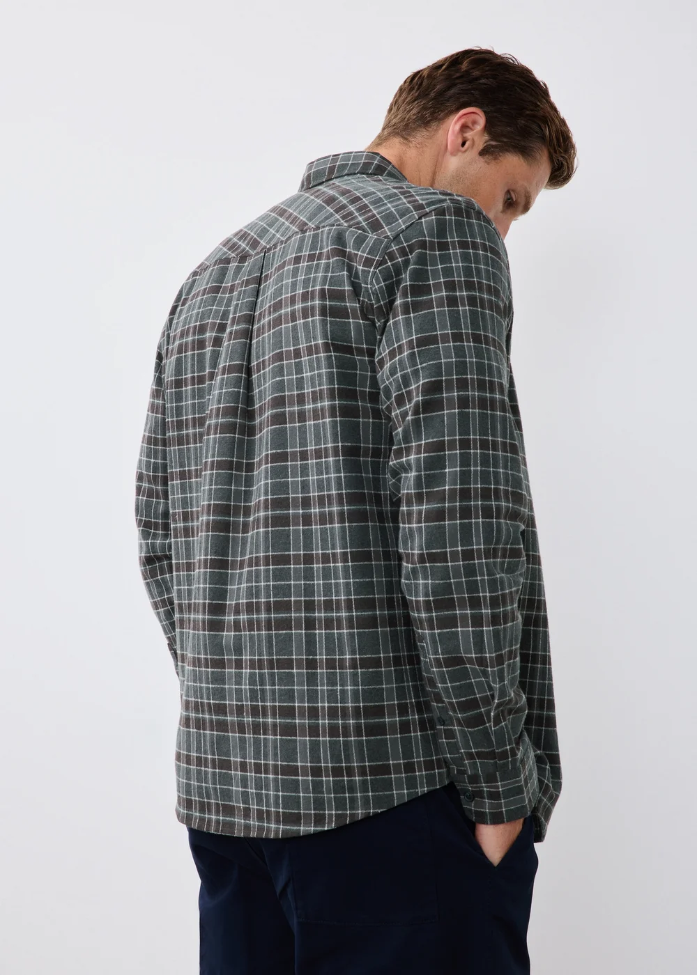 Charcoal Check Flannel Shirt - S Image 2