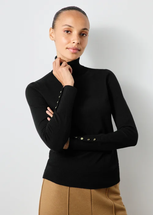 Black High Neck Long Sleeve Top - 8 Image 1