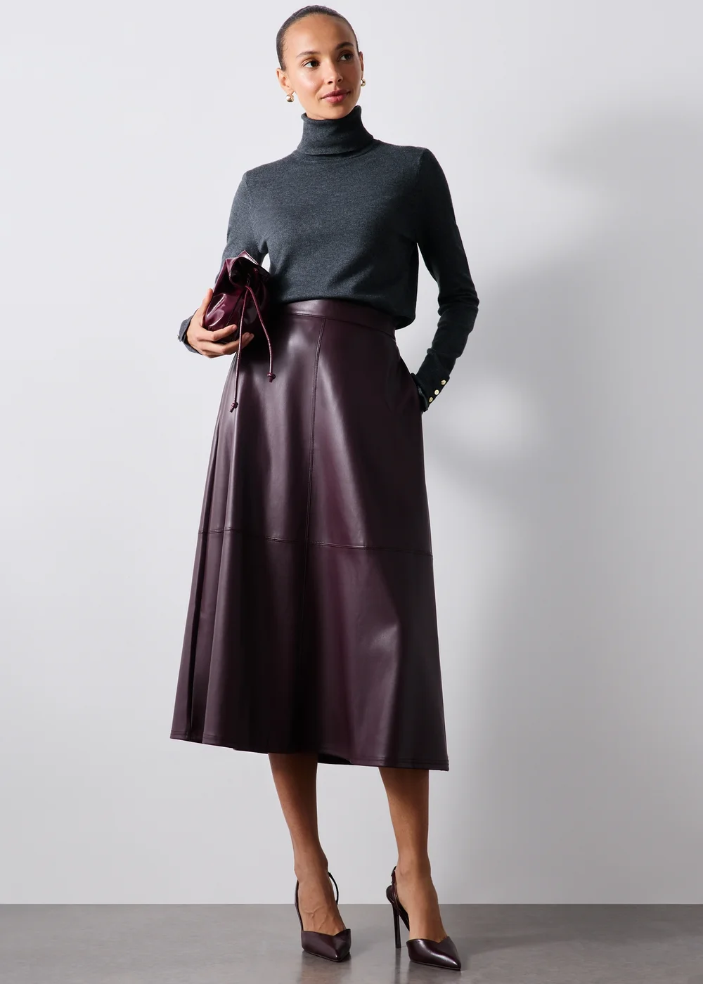 Charcoal High Neck Long Sleeve Top - 8 Image 2