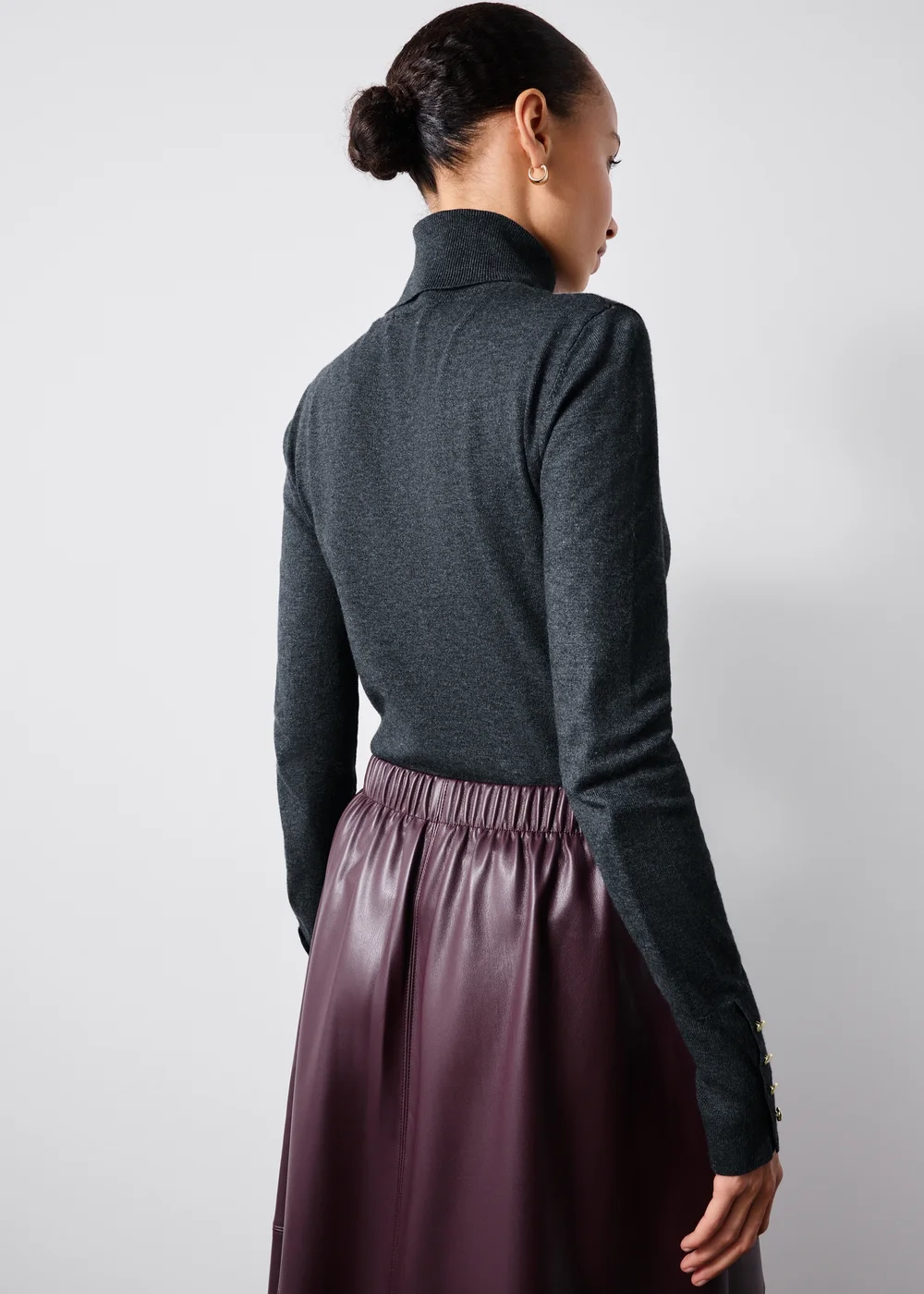 Charcoal High Neck Long Sleeve Top - 8 Image 3