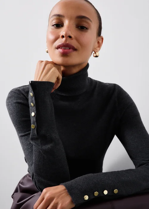 Charcoal High Neck Long Sleeve Top - 8 Image 4