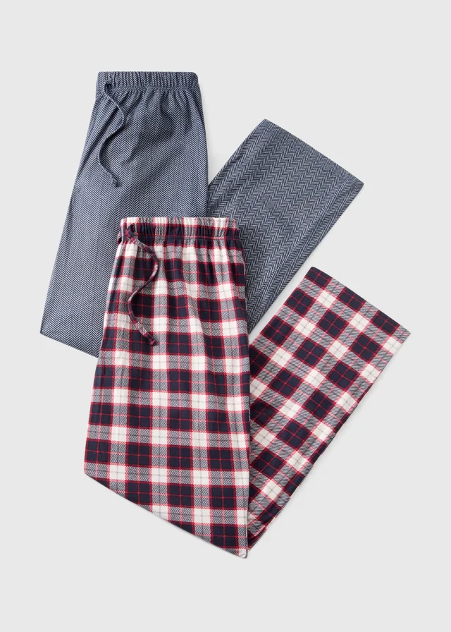 2 Pack Herringbone Pyjama Bottoms