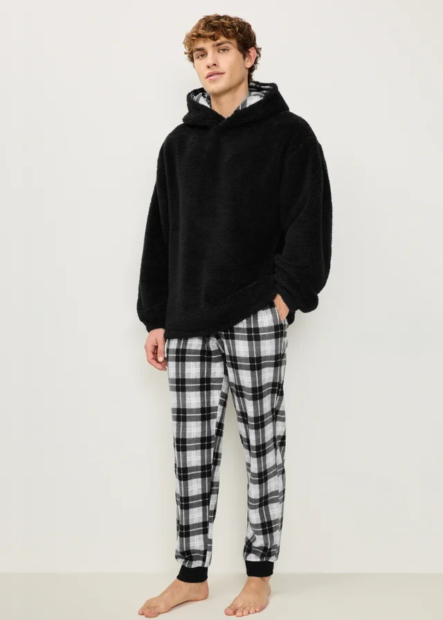 Black Check Fleece Pyjama Set