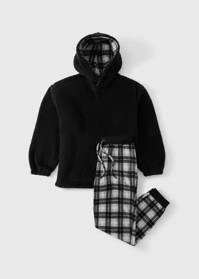 Black Check Fleece Pyjama Set