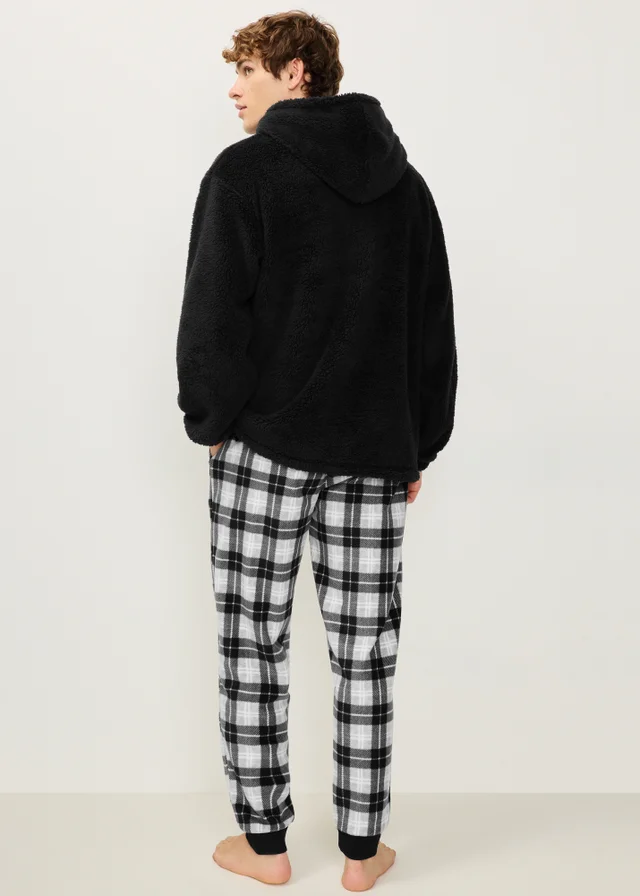 Black Check Fleece Pyjama Set